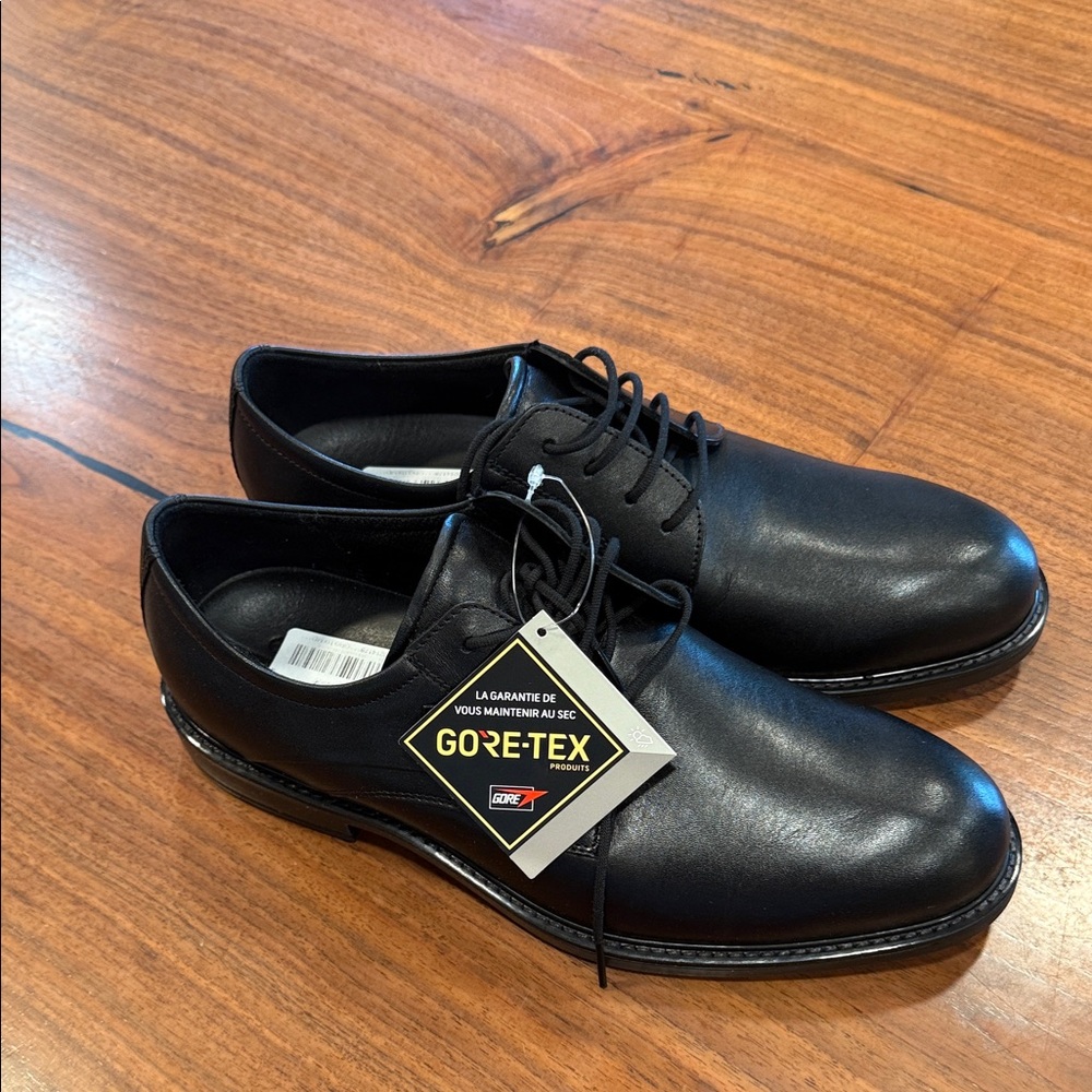 GORE-TEX Black Leather Derbys
